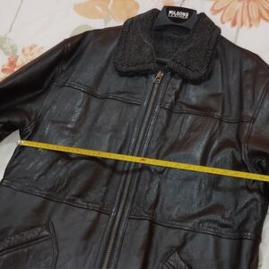 Wilsons Leather Black Jacket with shearling fur. Men size XL
